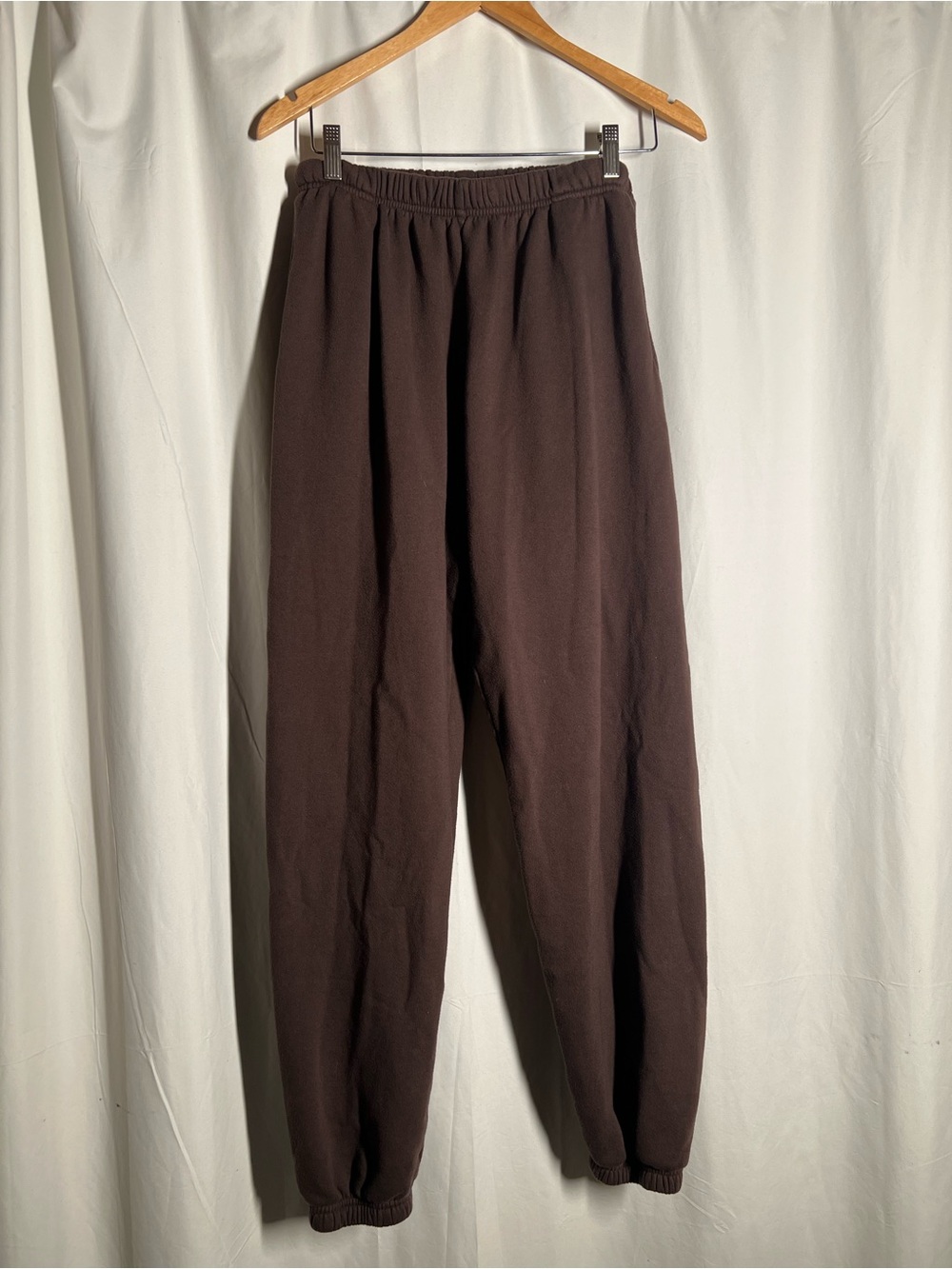 Los Angeles Apparel Dark Brown Elastic-Waist Joggers
